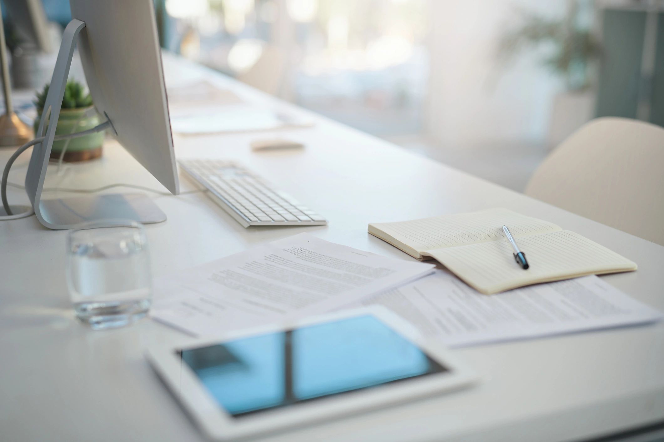 Business paperwork on a modern office desk